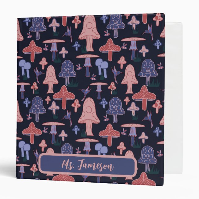 Customizable Purple and Pink Mushrooms Binder (Front/Inside)