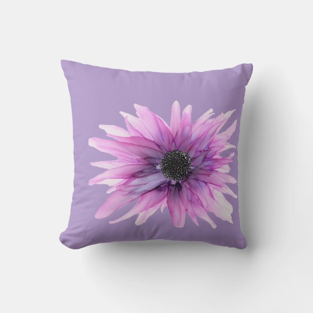 Customizable!!! Purple Aster floral Throw Pillow (Front)