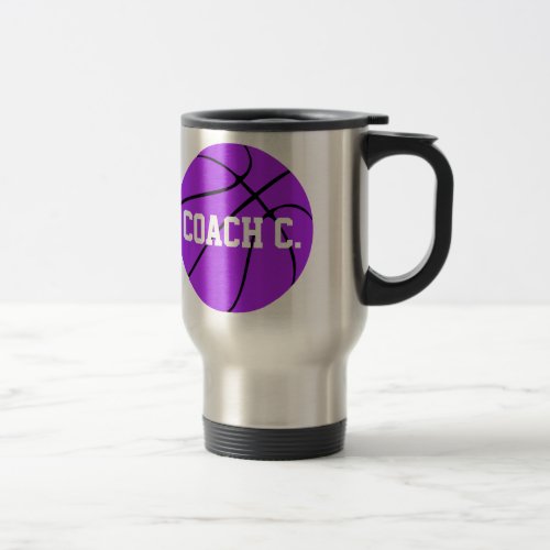 Customizable Purple Basketball Coach Traveling Mug