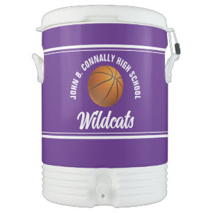 Customizable Purple Basketball Team Beverage Cooler