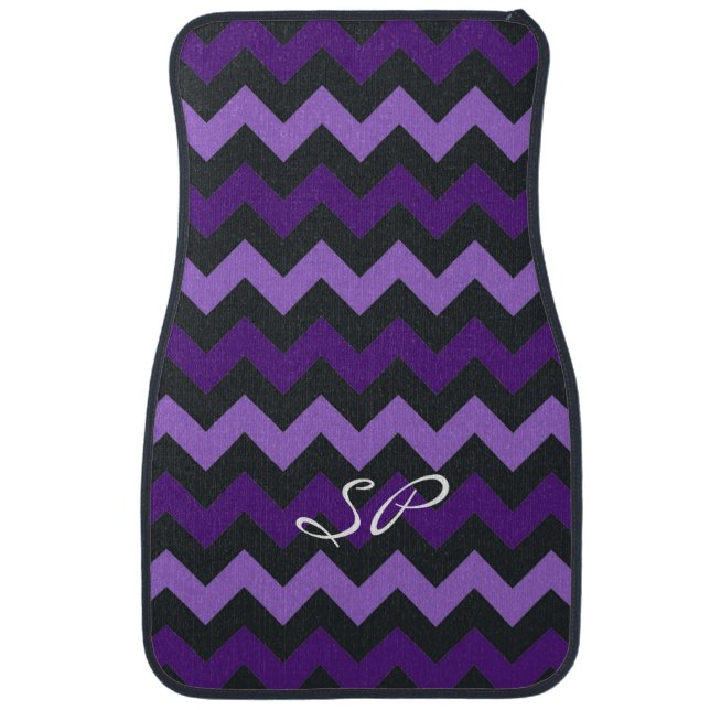 Customizable purple black chevron pattern car mats (Front)