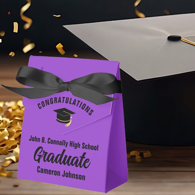 Customizable Purple Black Graduation Party Favor Boxes (Creator Uploaded)
