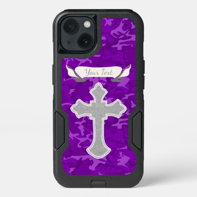 Customizable - Purple Camo with Cross Otterbox iPhone Case (Back)