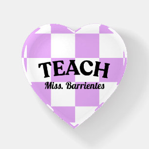 Customizable Purple Checkered Teacher Paperweight