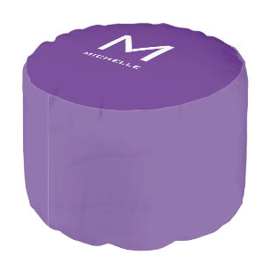 Customizable Purple Color Monogram Name Template Pouf