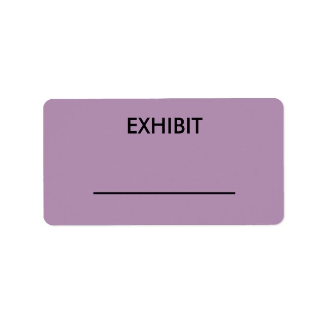 Customizable purple court reporter exhibit sticker (Front)