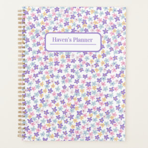 Customizable purple floral planner