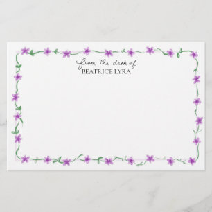Customizable Purple Floral Stationery