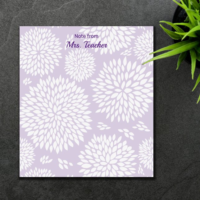 Customizable purple flower pattern teacher notepad (Creator Uploaded)
