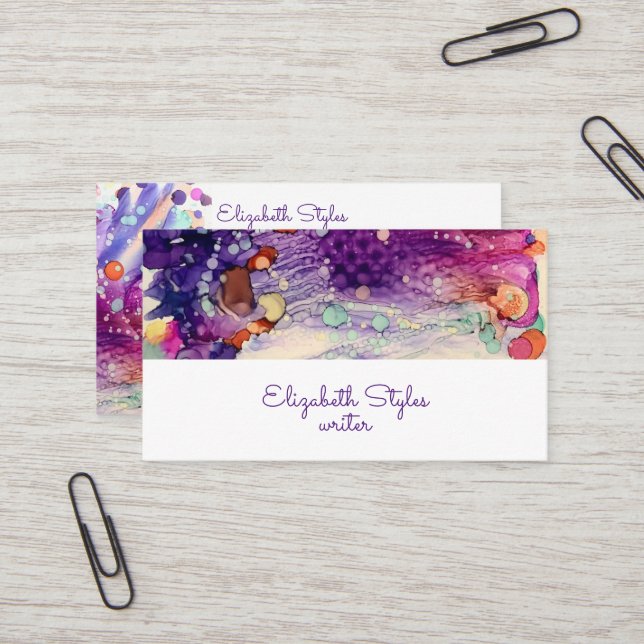 Customizable Purple Galaxy Alcohol Inks  Business Card (Front/Back In Situ)