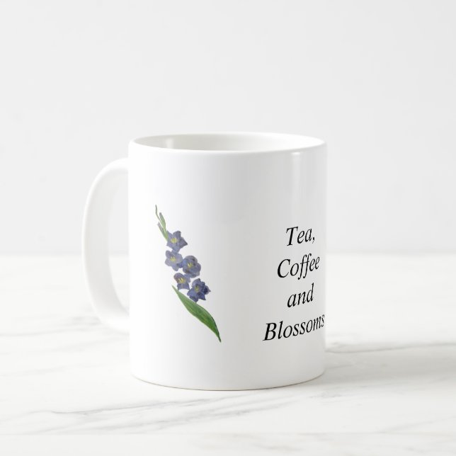 Customizable Purple Gladiolus Watercolor Mug Gift (Front Left)