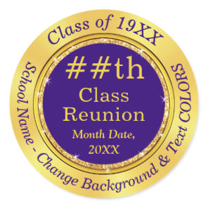 Customizable, Purple Gold, Class Reunion Stickers