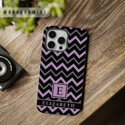 Customizable Purple Grey Black Chevron Pattern iPhone 15 Pro Max Case