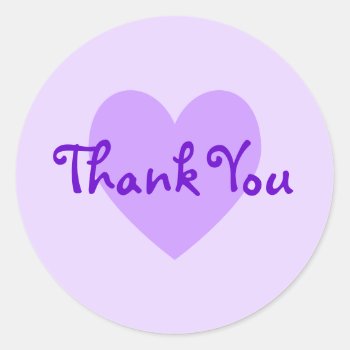 Customizable Purple Heart Lavender Thank You Classic Round Sticker by purplestuff at Zazzle
