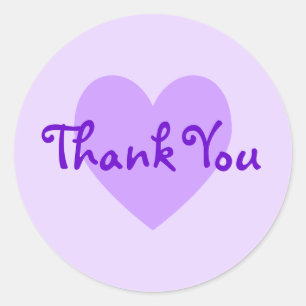 Customizable Purple Heart Lavender Thank You Classic Round Sticker