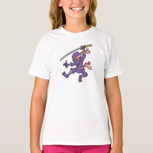 Customizable Purple Jumping Ninja T-Shirt (Front)