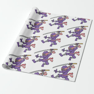 Customizable Purple Jumping Ninja Wrapping Paper