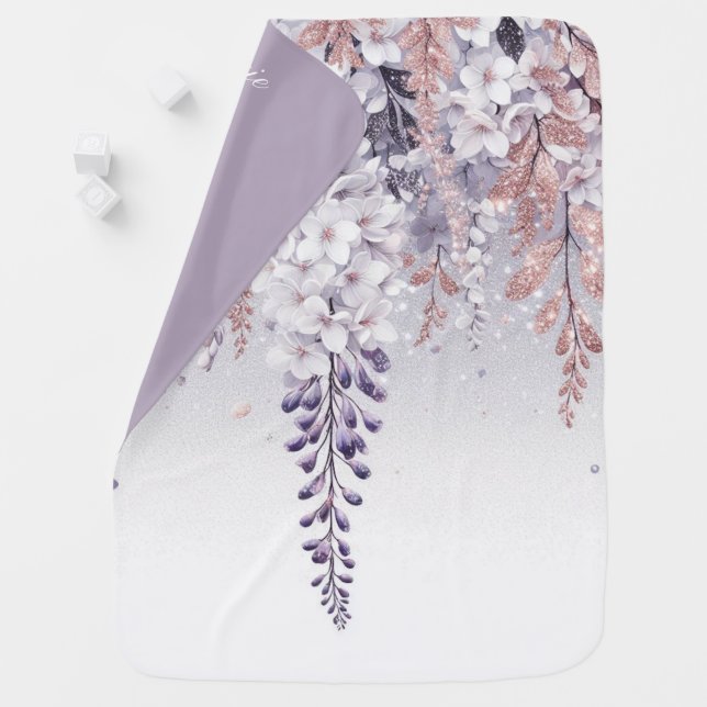 Customizable Purple Mystical Wisteria Drift Baby Blanket (In Situ)