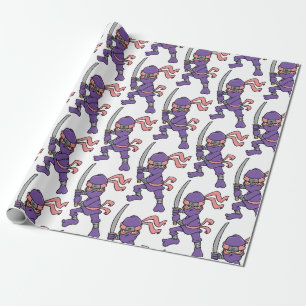 Customizable Purple Ninja Pattern Wrapping Paper