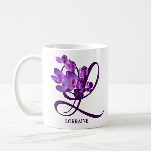 Customizable purple spring flowers Lorraine name Coffee Mug