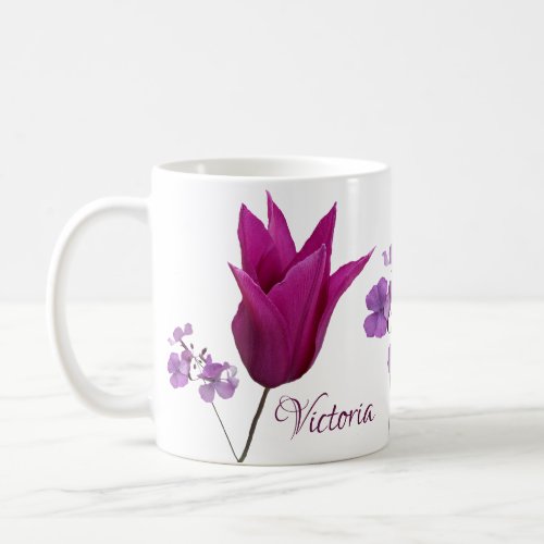 Customizable purple spring flowers Victoria name  Coffee Mug