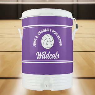 Customizable Purple Volleyball Team Beverage Cooler