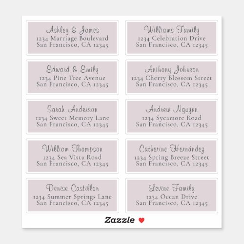 Customizable Purple Wedding Guest Address Labels