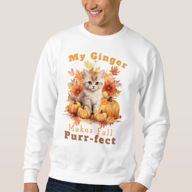 Customizable Purr-fect Autumn Cat Ginger Sweatshirt (Front)