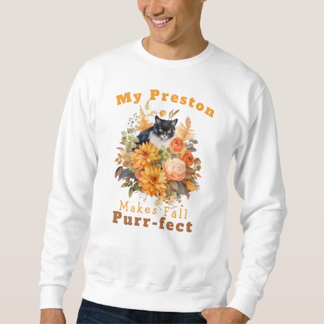 Customizable Purr-fect Autumn Cat Preston Sweatshirt (Front)