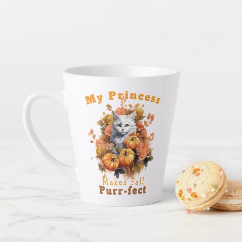 Customizable Purr_fect Autumn Cat Princess Latte Mug
