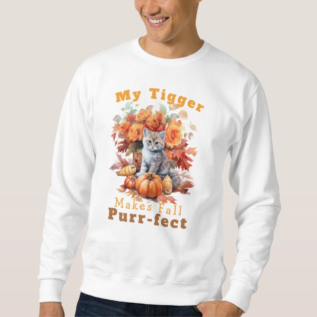Customizable Purr-fect Autumn Cat Tigger Sweatshirt (Front)