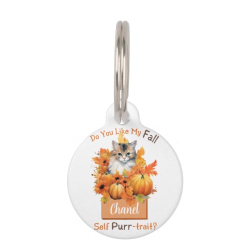 Customizable Purr_trait Autumn Cat Chanel Pet ID Tag