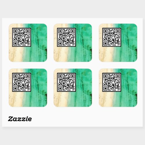 Customizable QR Code Aerial Beach Photography Square Sticker