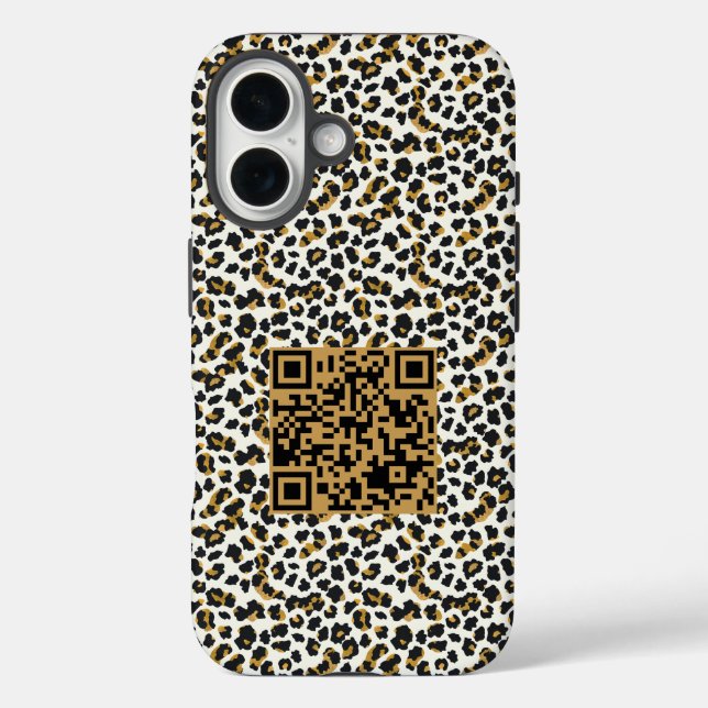 Customizable QR Code and Leopard Skin Pattern Case-Mate iPhone Case (Back)