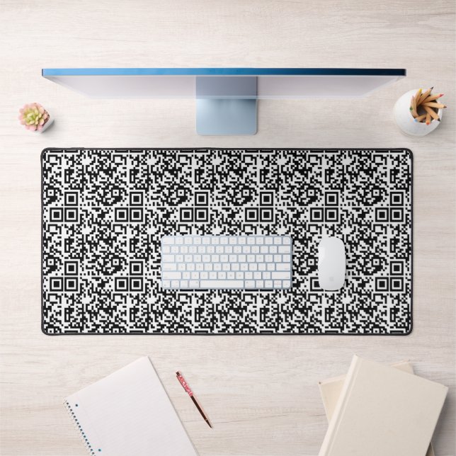 Customizable QR Code Black & White Abstract Geek Desk Mat (Office 1)