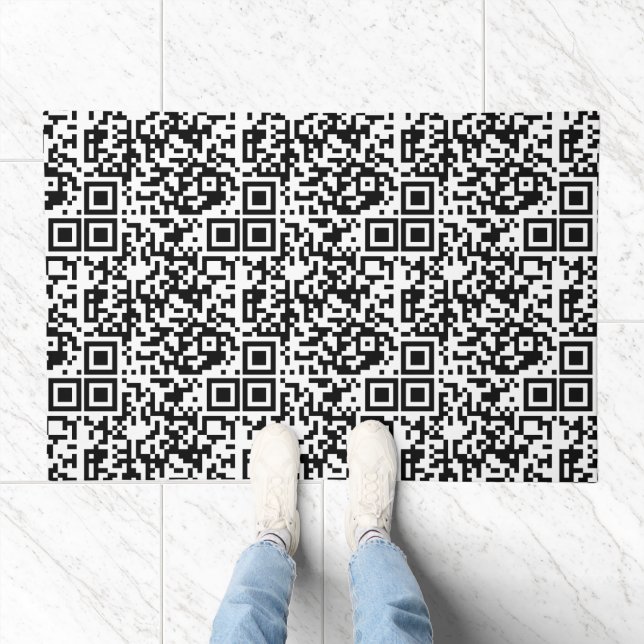 Customizable QR Code Black & White Abstract Geek Doormat (Indoor)