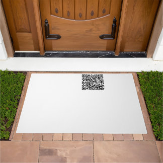 Customizable QR Code Black & White Abstract Geek Doormat