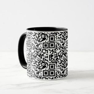 Customizable QR Code Black & White Abstract Geek Mug