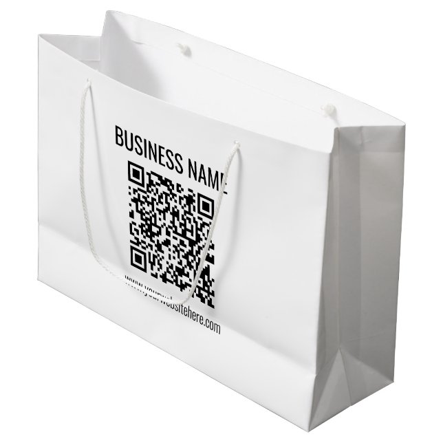 Customizable QR code & Business Name Large Gift Bag (Front Angled)