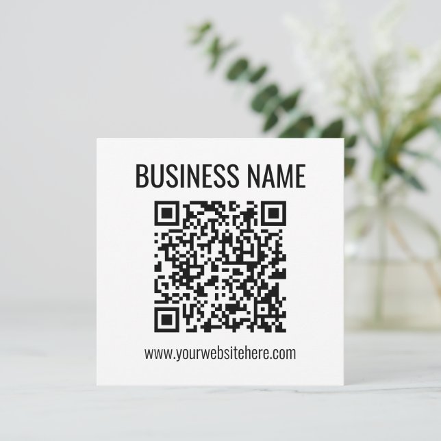 Customizable QR code & Business Name Note Card (Standing Front)