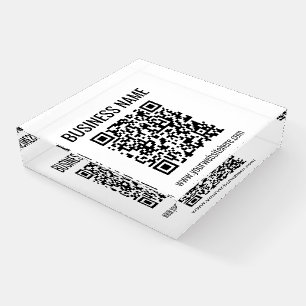 Customizable QR code & Business Name Paperweight