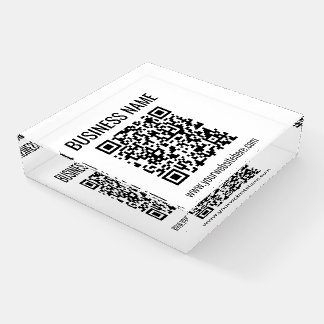 Customizable QR code & Business Name Paperweight