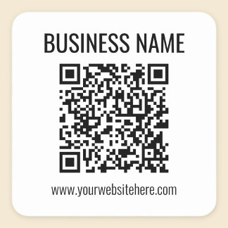 Customizable QR code & Business Name Square Sticker