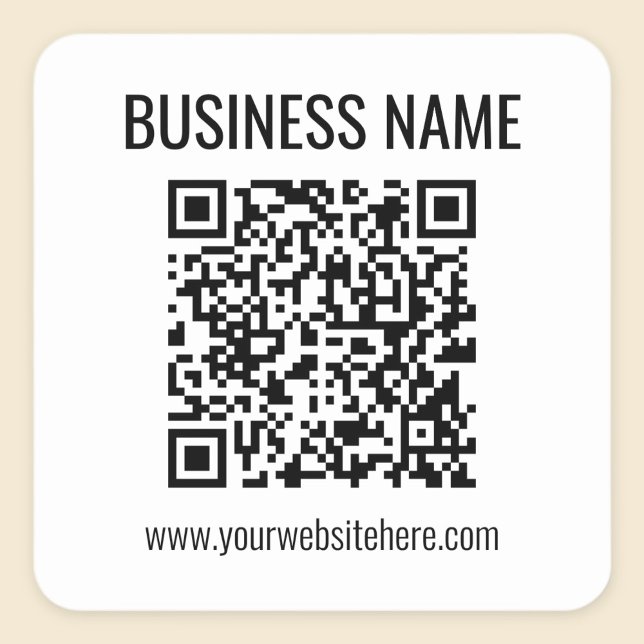 Customizable QR code & Business Name Square Sticker (Creator Uploaded)