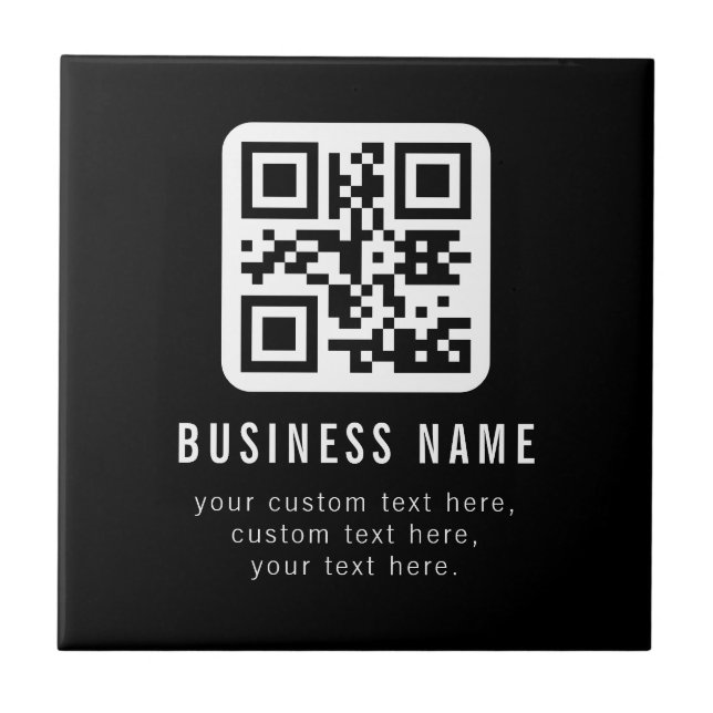 Customizable QR Code & Editable Text Design Ceramic Tile (Front)
