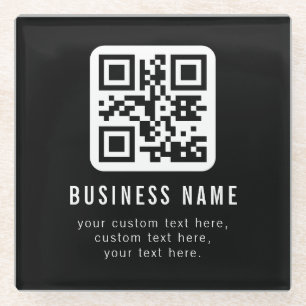 Customizable QR Code & Editable Text Design Glass Coaster