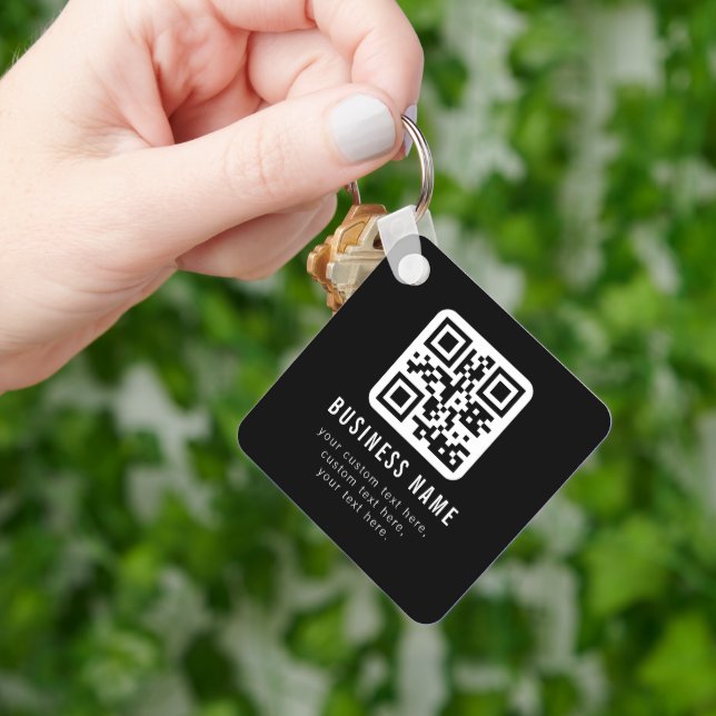 Customizable QR Code & Editable Text Design Keychain (Hand)