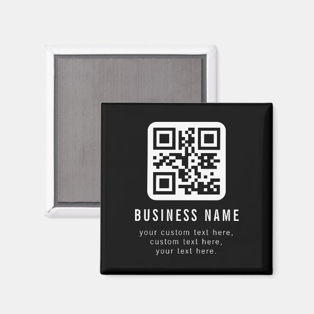 Customizable QR Code & Editable Text Design Magnet (Front/Back)