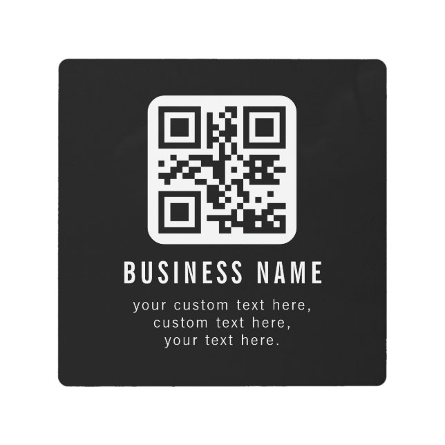 Customizable QR Code & Editable Text Design Metal Print (Front)