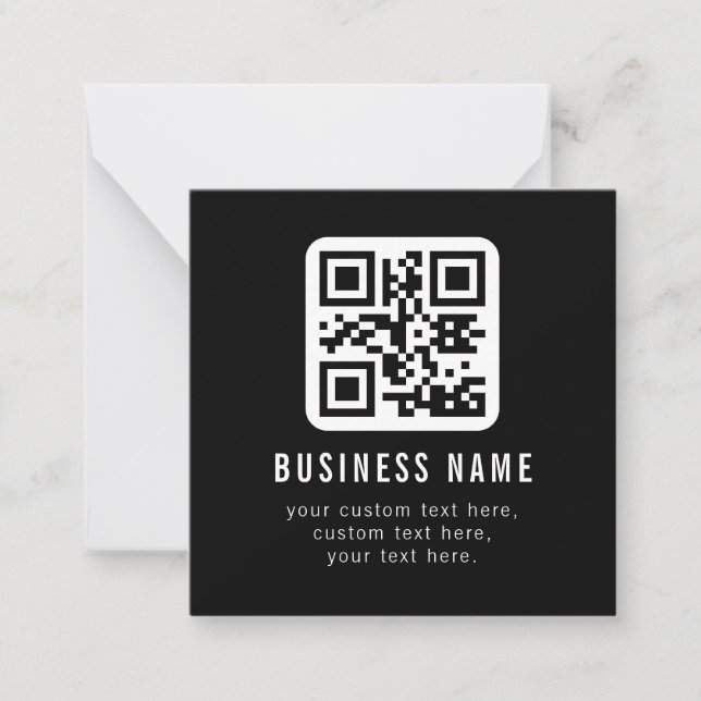 Customizable QR Code & Editable Text Design Note Card (Front)